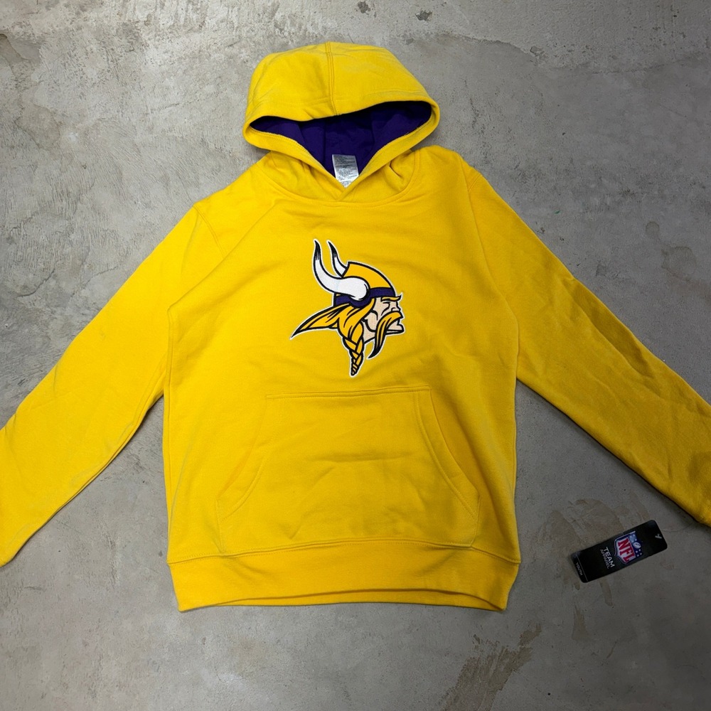 Youth NFL Minnesota Vikings Yellow Hoodie Long Sleeve Apparel‎ Size L 14 16